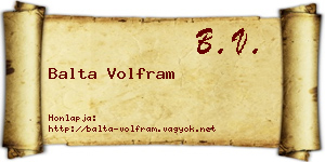 Balta Volfram névjegykártya